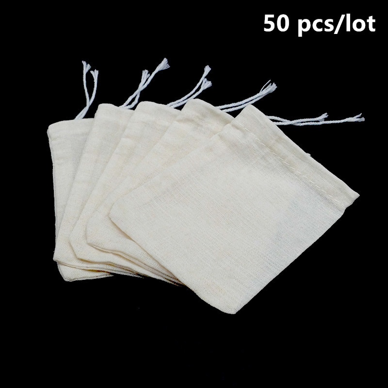 50 Stück 6 x 8/8 x 10/10 x 15 cm leere Baumwoll-Musselin-Beutel mit Kordelzug, Mehrzweck-Mini-Beutel, Aufbewahrungsbeutel, Schmuckpaket