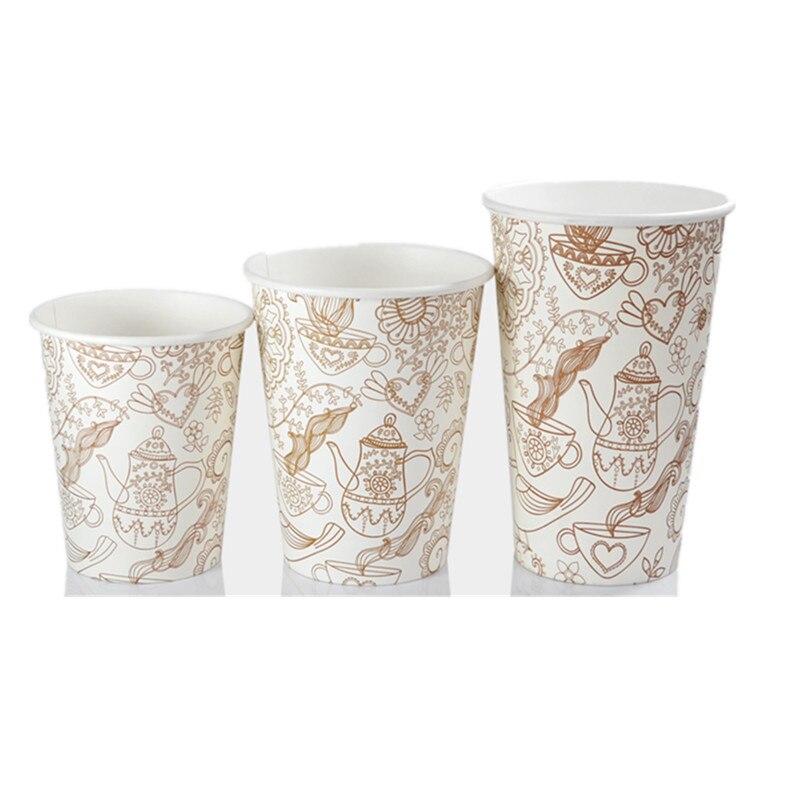 50 Stuks Creatieve Bloem Wegwerp Koffie Cup 8 Oz/14 Oz/16 Oz Afternoon Tea Papier cup Takeaway Verpakking Met Deksel