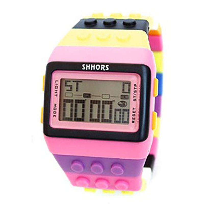 ML02 Modieus herenhorloge, kleurrijk multifunctioneel elektronisch horloge met bouwsteen, waterdicht dameshorloge met nachtlampje: Grey