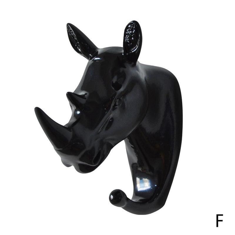 Creativity Animal Shaped Hooks Deer Stags Rhino Horse Rack Holder Elephant Giraffe Hook Hanger Head Coat Wall Hat Home Deco J6W3: F