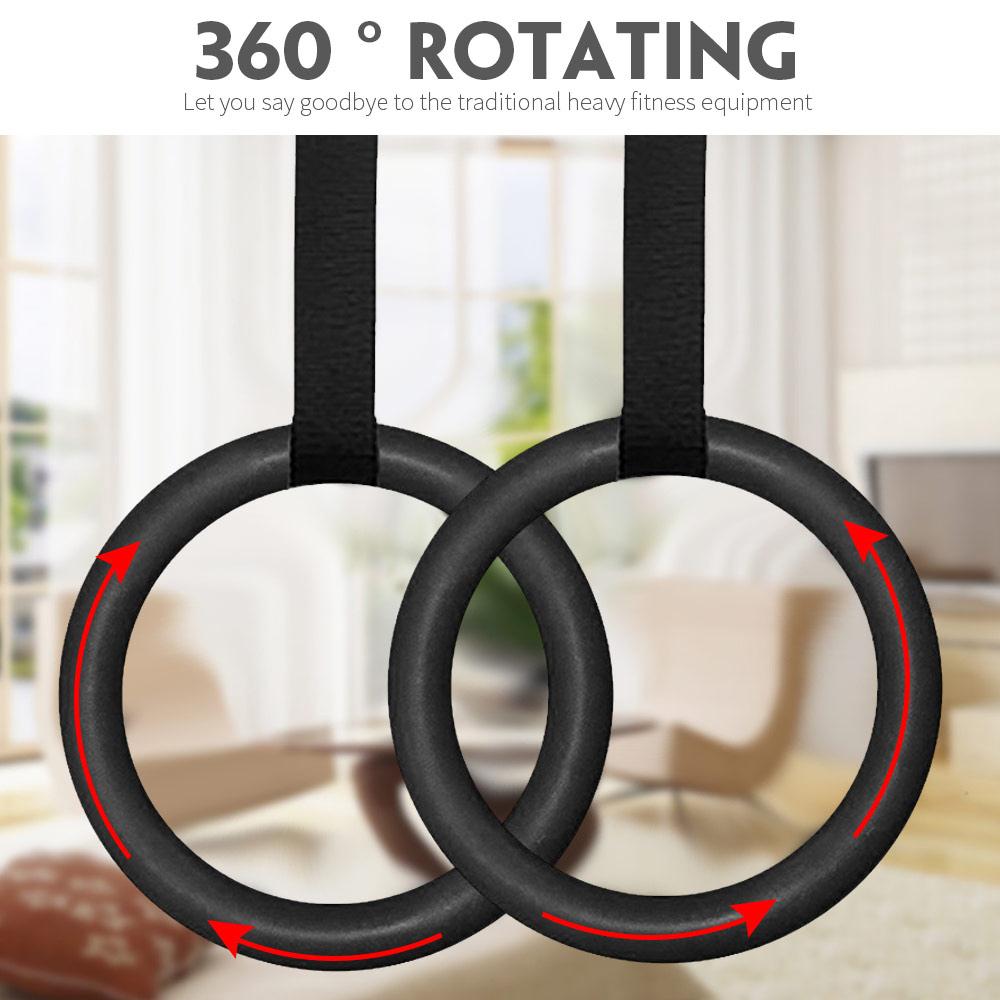 1pcs 400kg Pull Up Ring Gymnastic Ring Durable Wooden Exercise Fitness Practical Rings Adjustable Workout