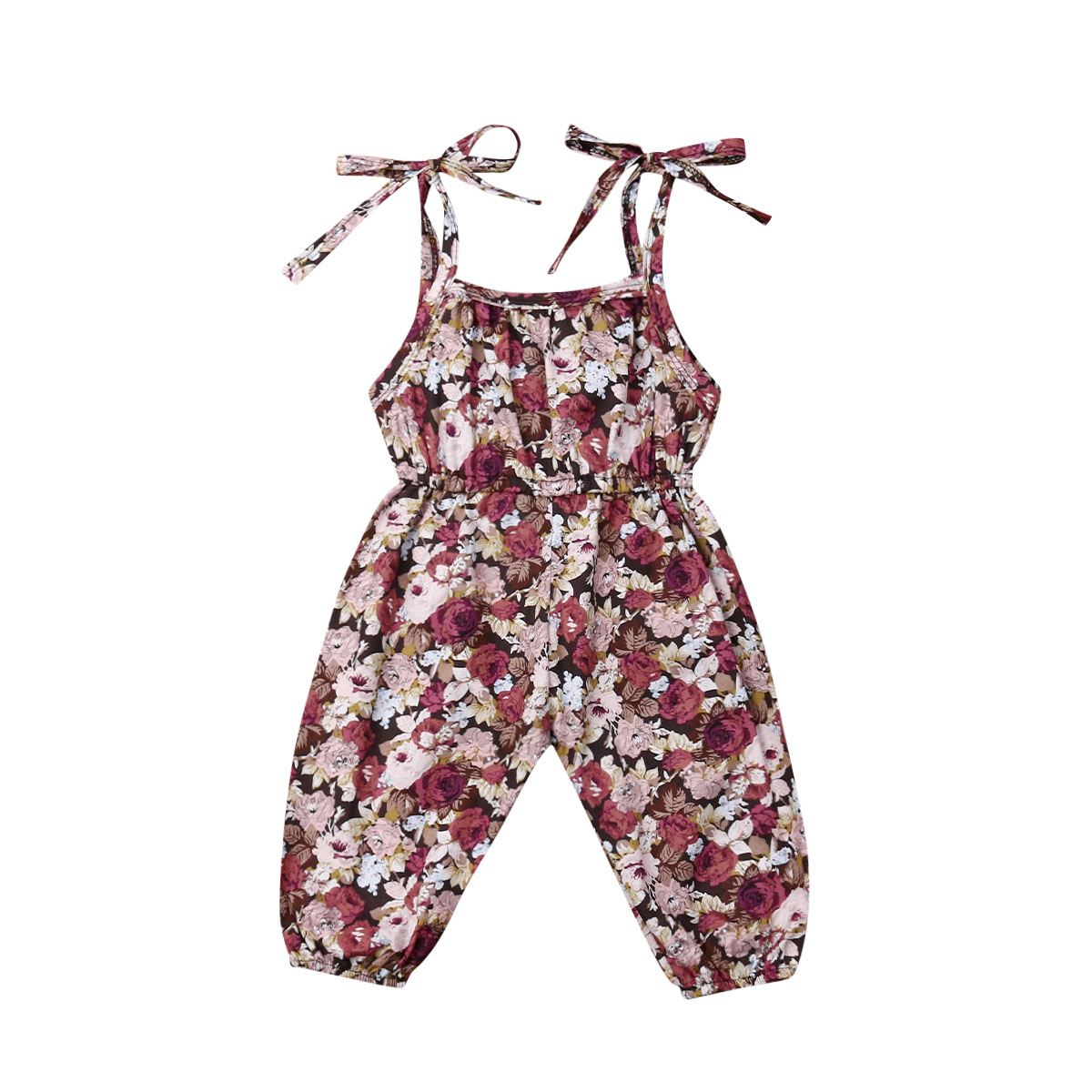 Nyfødt lille barn spædbarn baby piger tøj blomster print romper jumpsuit ærmeløs soldragt tøj 0-2t: Sort / 12m