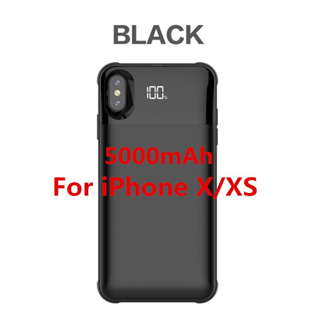 Funda magnética inalámbrica para teléfono móvil iPhone X/XS, funda con cargador portátil para móvil iPhone XR/XS Max: Black For X XS