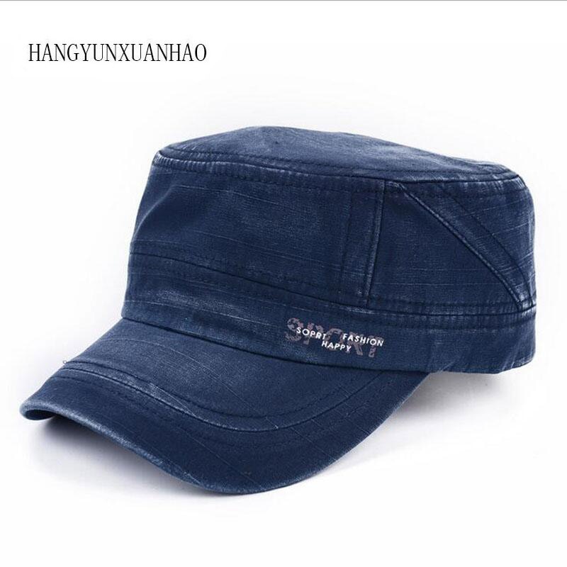 Denim di cotone Berretto Piatto Uomini di Estate Lavato Berretto Da Baseball Esercito Papà Cappello di Snapback Osso Maschile Retro Casual Cotone Trucker Cappelli da Sole