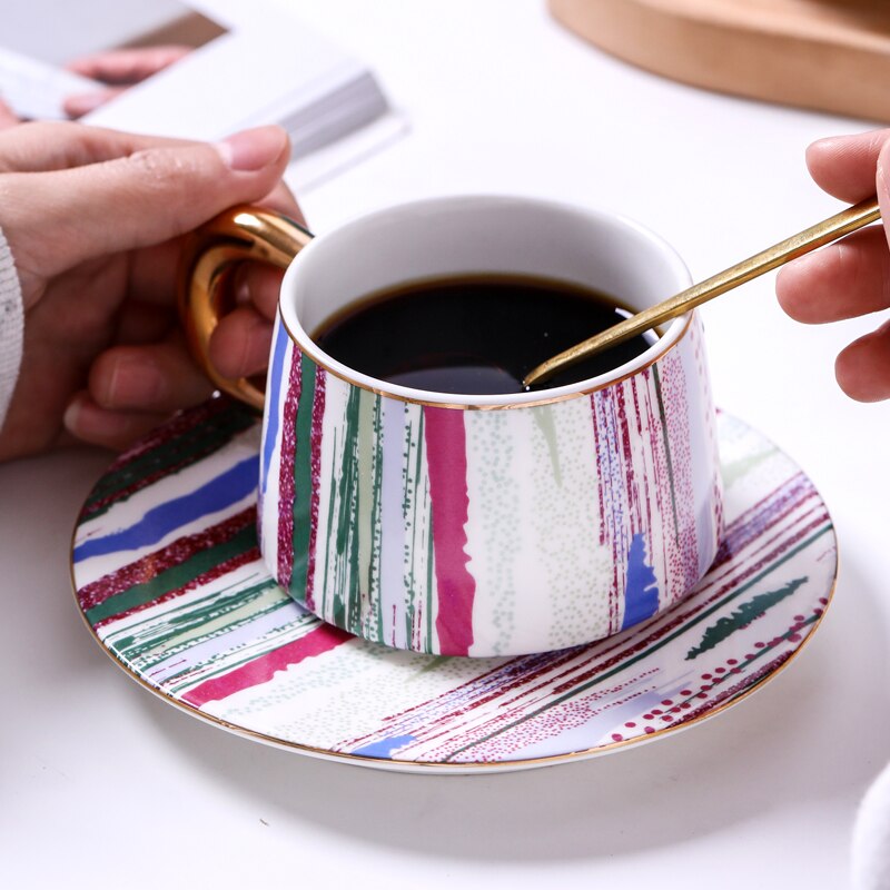 Taza De café Mate De cerámica nórdica De lujo, platillo , Tazas De café reutilizables, Tazas De café hechas a mano, EK50BD
