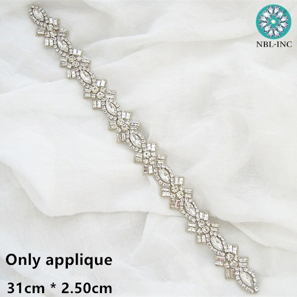 (1Pc) Strass Bruids Riem Bruiloft Met Kristal Diamant Trouwjurk Accessoires Riem Sash Voor Trouwjurk Wdd: only applique