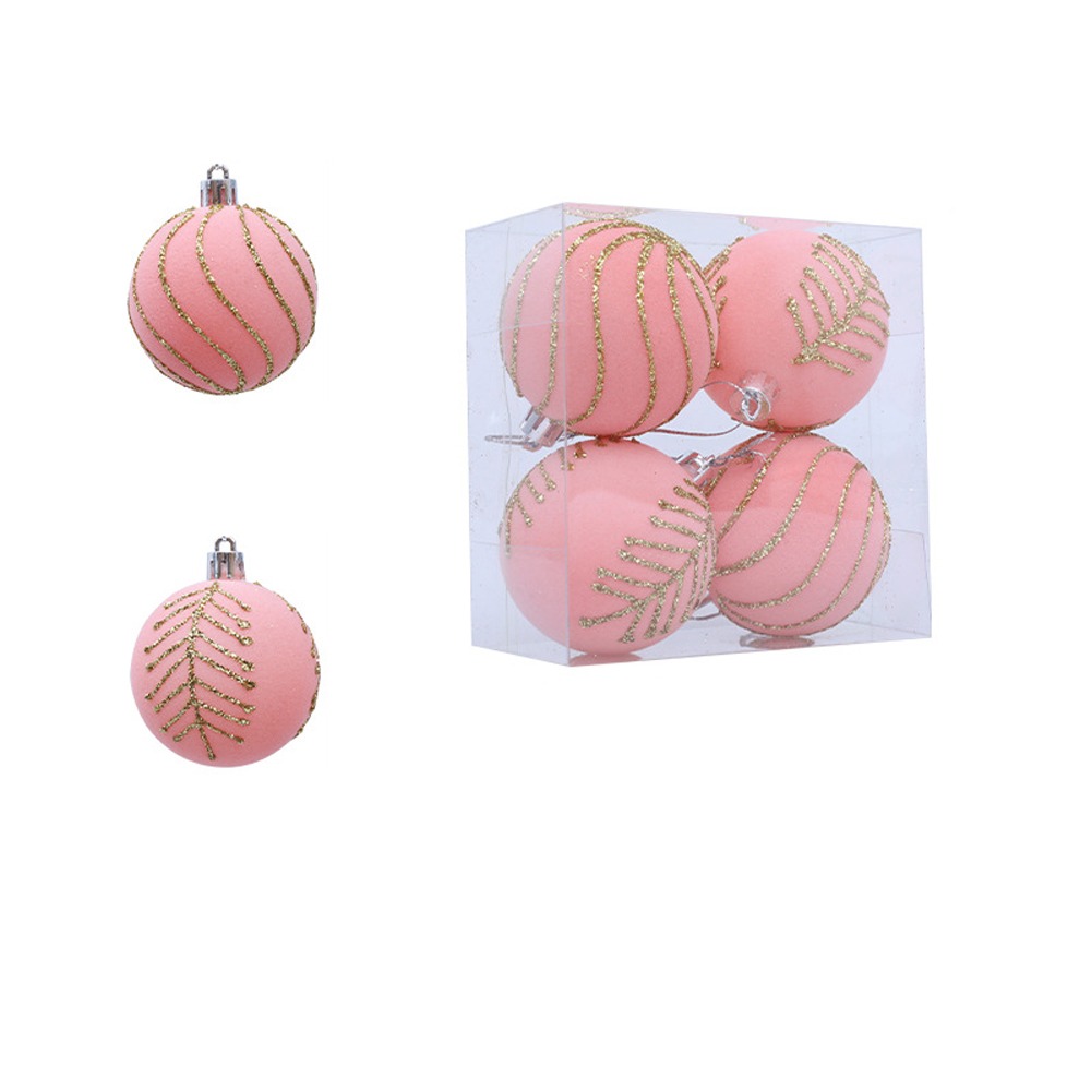 6cm Christmas Balls Set DIY Crafts Shatterproof Christmas Hanging Balls Flocking Christmas Spheres Pendant Photographic Props: light yellow