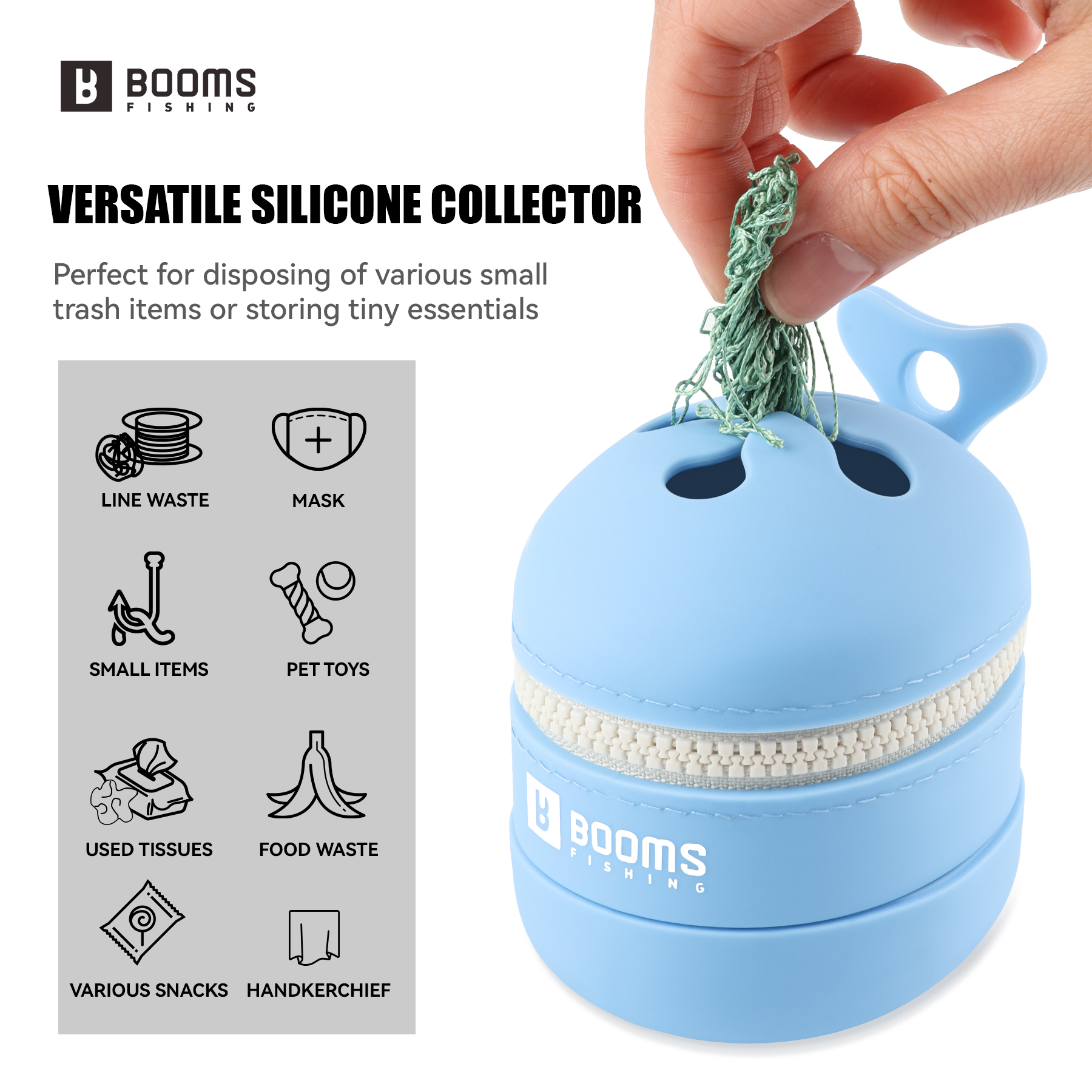 Silicone Folding Fly Fishing Boxes With Zipper Portable Multifunctional Trash Can Storage Box Fly Fishing Waste Collector Lure