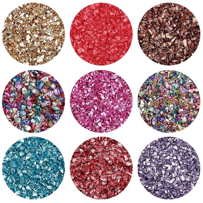 1 tasche Glas Zerkleinert Stein Chunky Glitter Unregelmäßige Glas Chips Epoxy Harz Form Füllstoff Nail art Dekoration DIY Handwerk