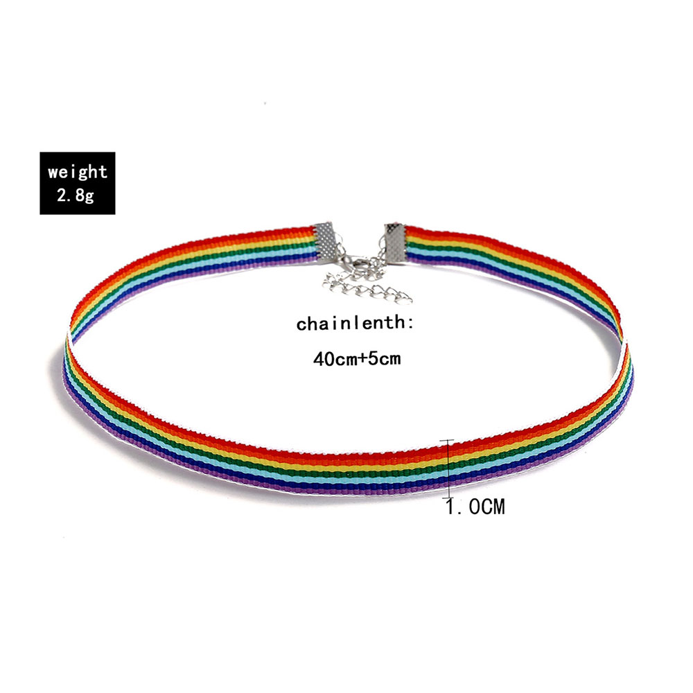 Yobest Men Women Gay Pride Rainbow Choker Necklace Gay And Pride Lace Chocker Color Ribbon Collar Punk Jewelry Party