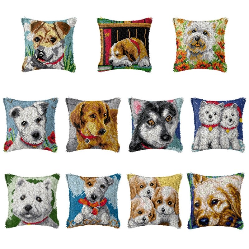 Hondenkussenhoes met 3d segmenten, handwerk, doe-het-zelf-haakpakketten, kruissteekmaterialen