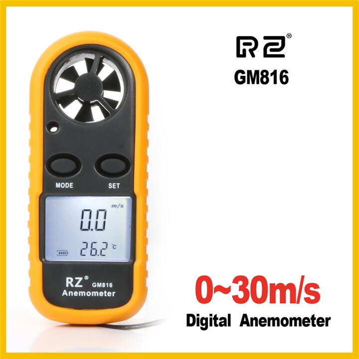 Ttlife bärbar vindmätare anemometer termometer vindhastighetsmätare vindmätare 30m/ s lcd digitala handhållna mätverktyg: Gm816