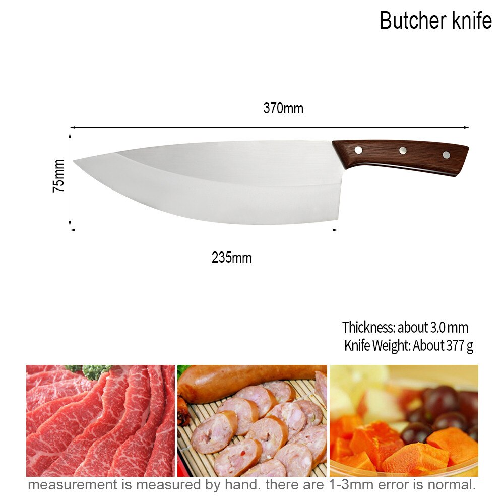 9.5 inch Hunting Knife Serbian Kitchen Chef Full Tang Butcher Knife Slicer Santoku Cleaver Slicing Filleting Steak Knife