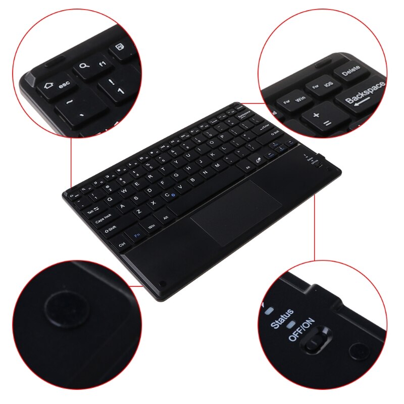7/9/10 Inches Wireless Bluetooth Lightweight Keyboard with Touchpad Cellphone Tablet Keyboard Portable Travel Keypad