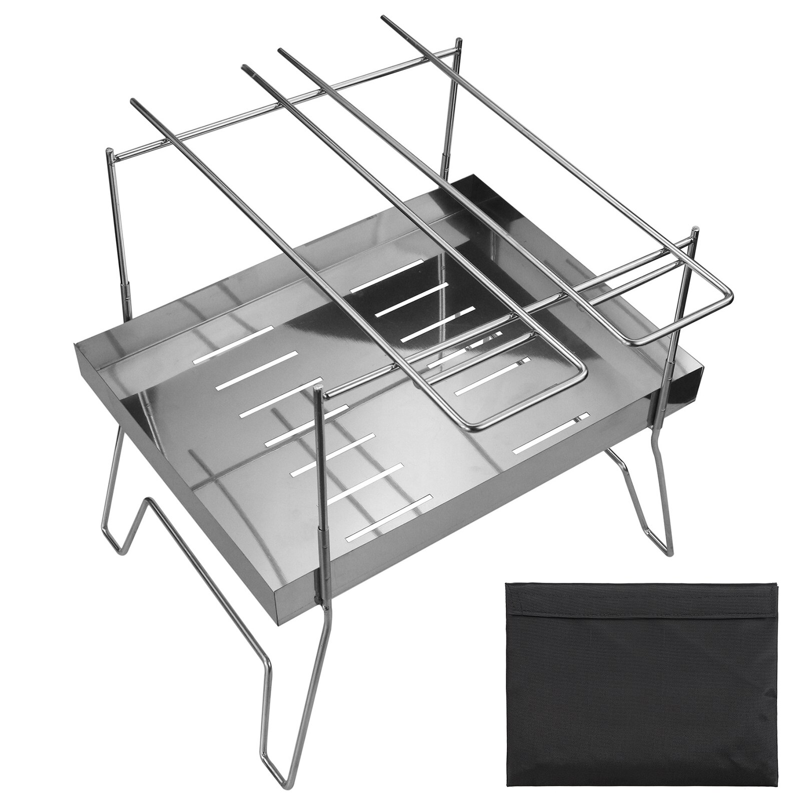 Outdoor Stainless Steel Camping Grill Portable Barbecue BBQ Grill Charcoal Grill for Outdoor Camping Picnic Home Park: no mesh net no clip