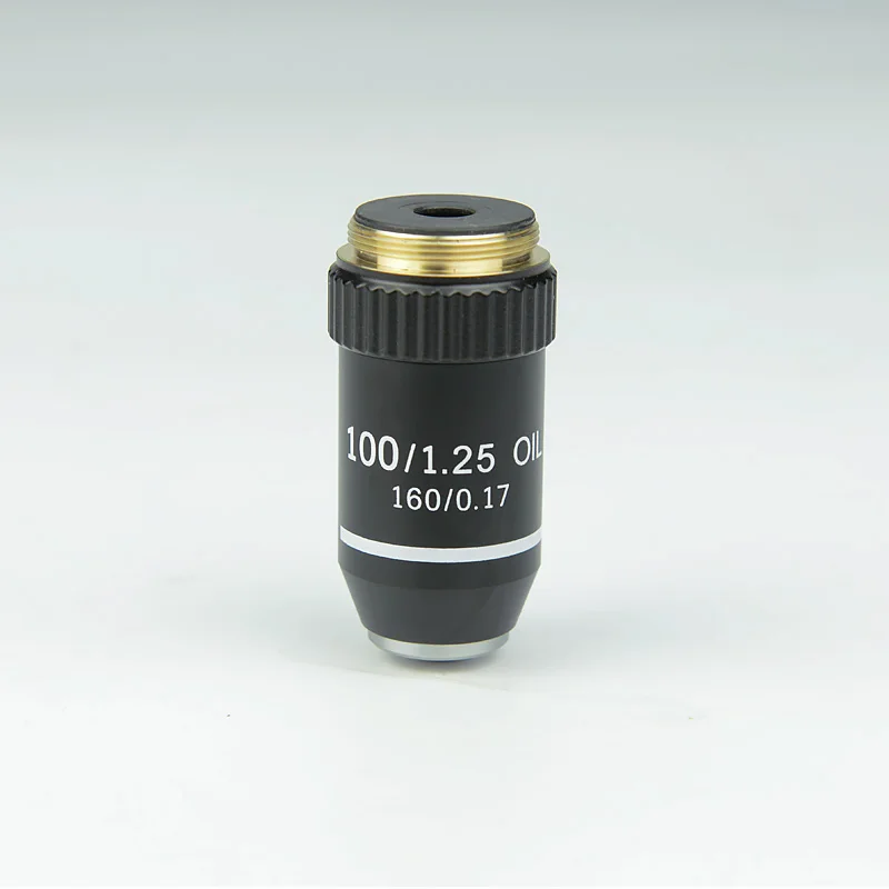 195 Objetivo acromático negro 4X 10X 20X 40X 60X 100X para lente objetivo de microscopio biológico RMS 20,2mm piezas de objetivo