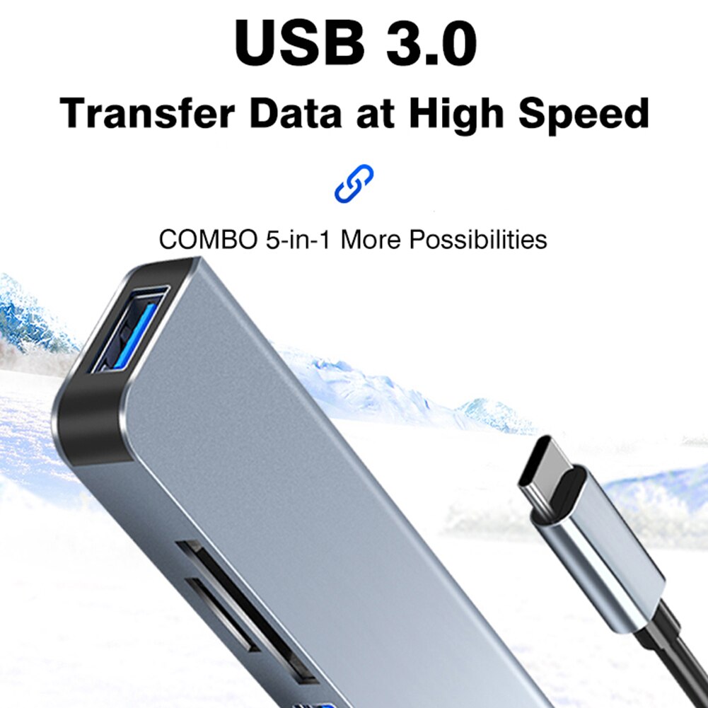 Byscoon Type C HUB 5 In 1 USB C HUB To USB 3.0 ORG Laptop Docking Station SD/TF Card Adapter For Huawei MateBook X Pro 14 13