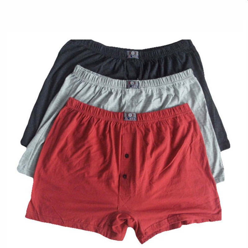 3 PCS/lot Large Size 8XL Cotton Men Boxers Solid Red Navy Blue Gray Male Comfortable Mens Boxer Shorts Men Underwear