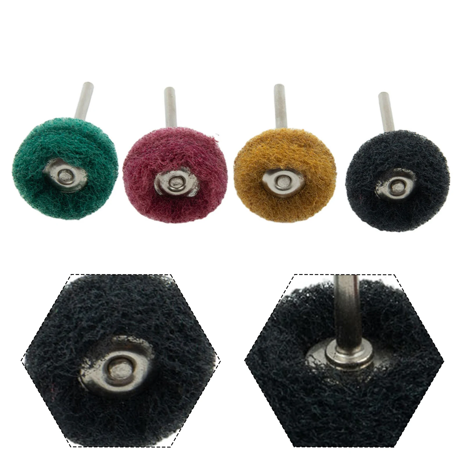 4 pz Mini trapano spazzola abrasiva Nylon lucidatura lucidatura ruota 3mm gambo ruota abrasiva rimozione ruggine per Dremel strumento rotante accesso