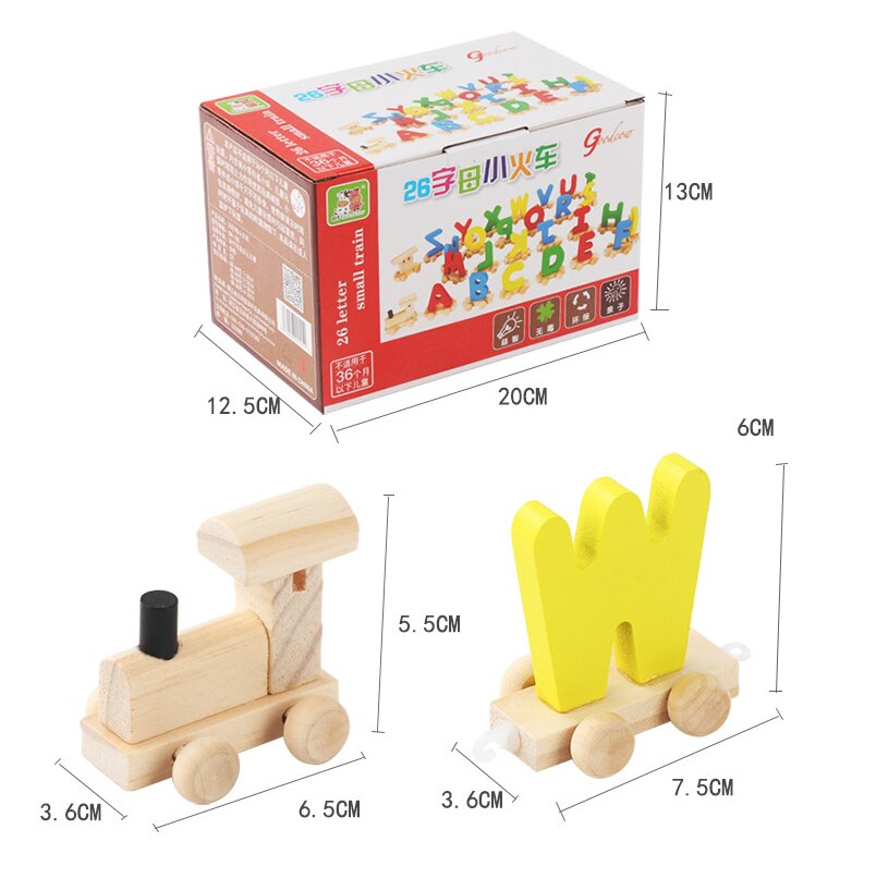 26 Alfabet Houten Engels Brieven Trein Kids Leren Alfabet Scrabble Letters Baby Vroege Onderwijs Puzzel Houten Trein Speelgoed