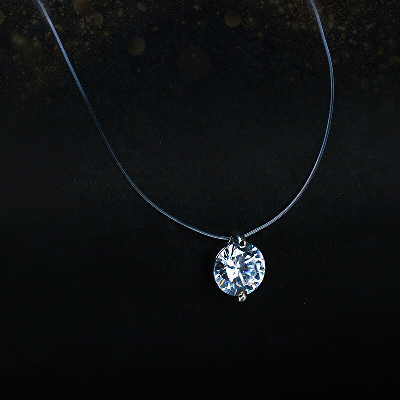 Collar de cristal con colgante de circonita para mujer, Gargantilla brillante, joyería fina,: Default Title