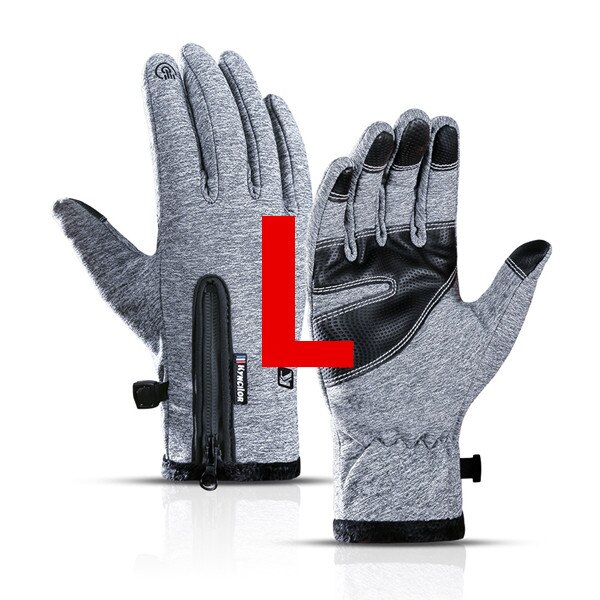 XiaoMi mijia outdoor sports gloves winter warm plus velvet fingertips touch screen splash-proof riding gloves for men and women: Gray L