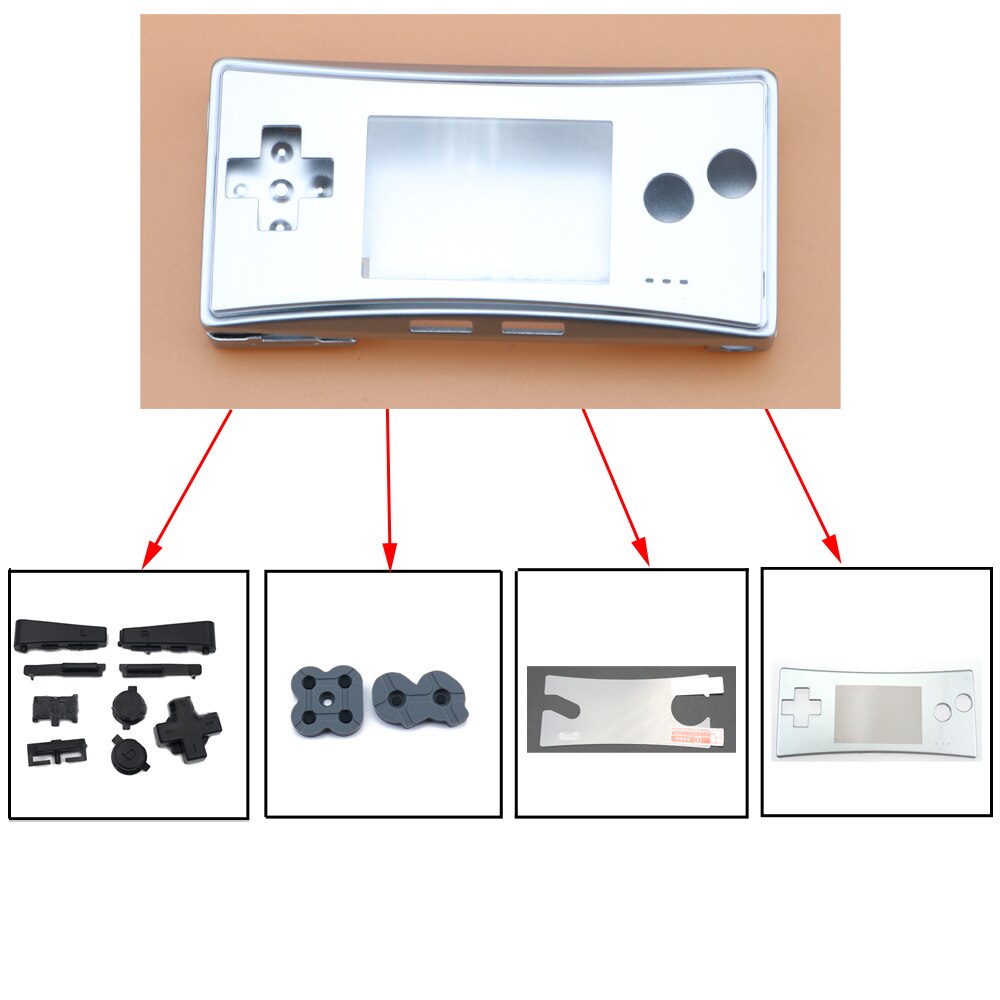 YuXi Metallgehäuse Shell für GameBoy Micro Konsole - Ersatzabdeckung mit leitfähigen Tasten: ALLE 6
