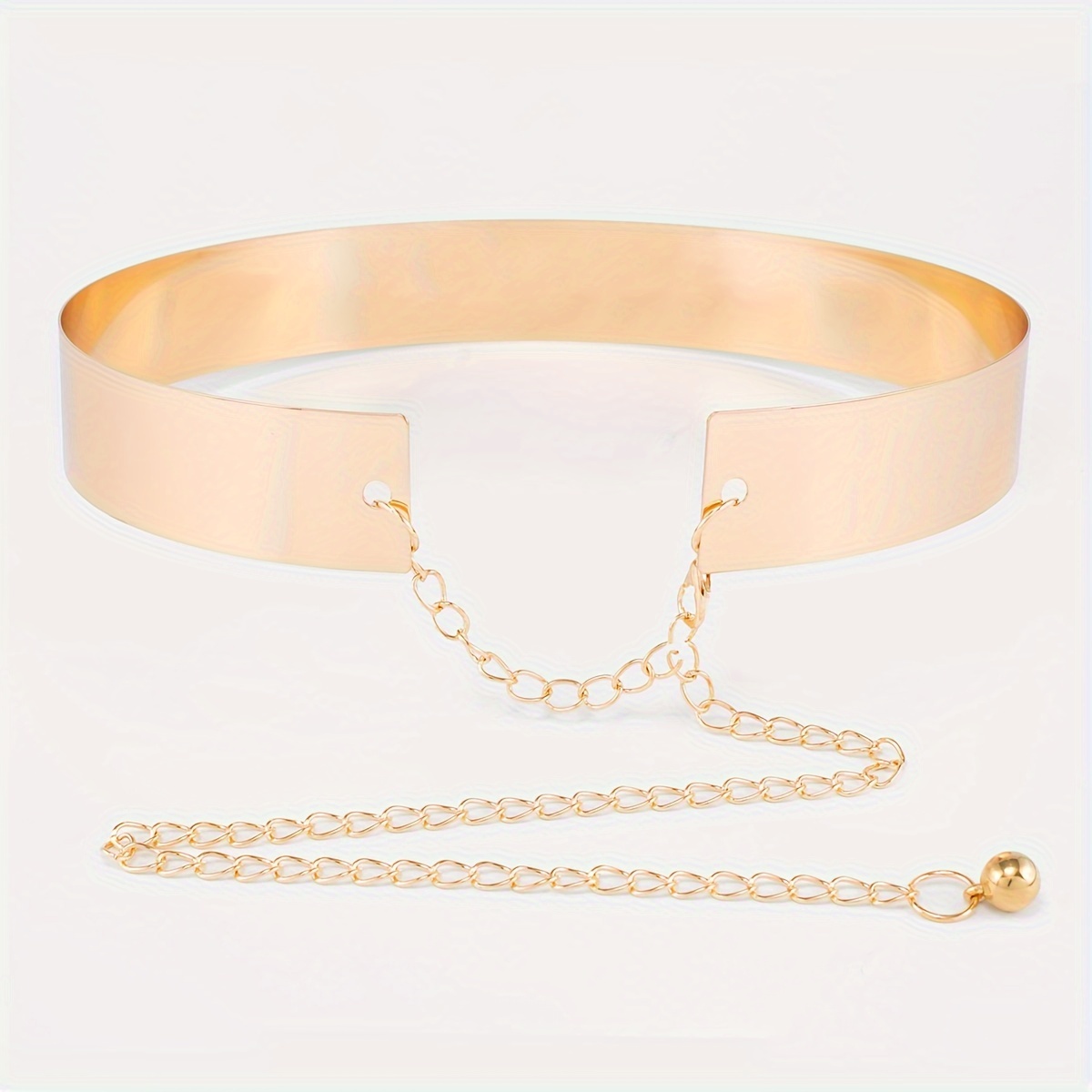Cinto de metal dourado clássico, corrente de cintura ajustável, elegante, vestido, joias corporais para mulheres, uso diário: Dourado
