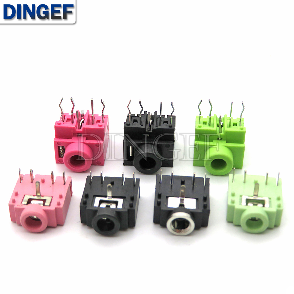 10 Uds 3,5mm 3F07 conector de Audio hembra de doble canal 5 pines DIP conector para auriculares rosa verde azul negro conector para auriculares
