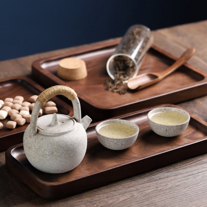Rectangle Black Walnut Wood Pan Plate Fruit Dishes Saucer Tea Tray Dessert Dinner Bread Wood Plate