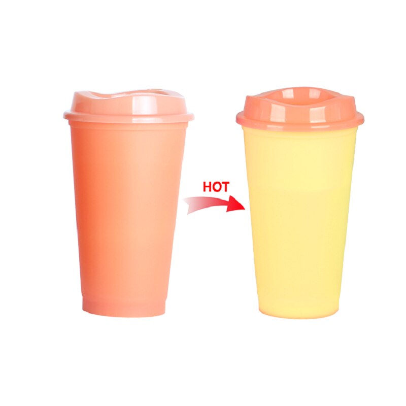 5pcs/set Color Changing To-Go Cups 16OZ color changing reusable plastic cup Magic Tumblers Birthday