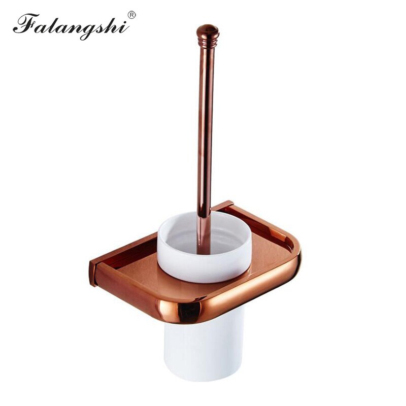 Falangshi Toiletborstelhouder Koper Messing Antiek/Borstel/Wit/Zwart Badkamer Accessoires Wandmontage WB8700: Rose Golden