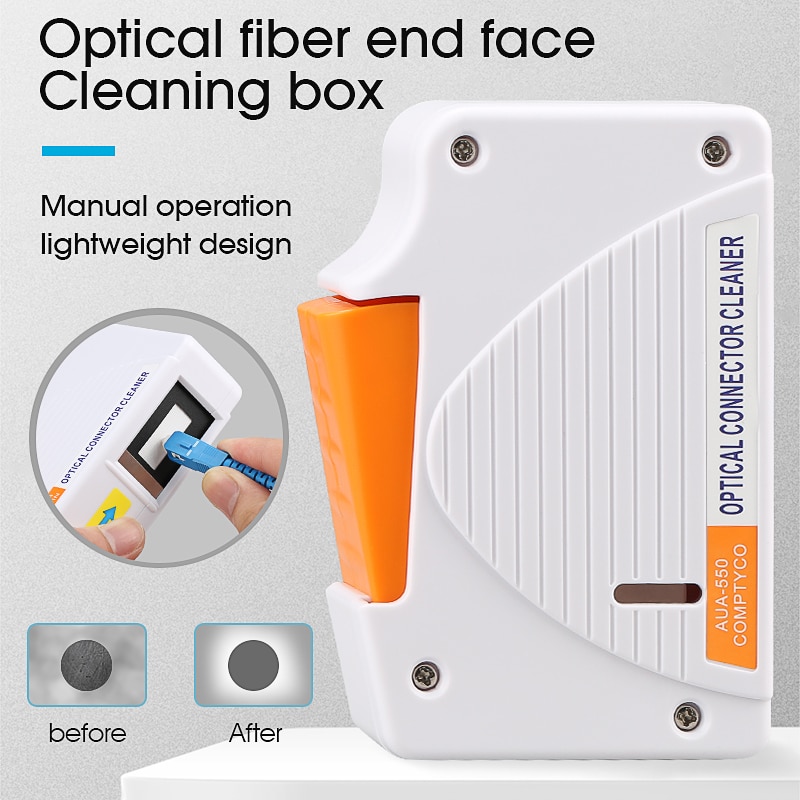 AUA-550 fibra final rosto caixa de limpeza de fibra ferramenta de limpeza pigtail mais limpo cassete ftth fibra óptica ferramentas de limpeza para sc/st/fc/lc