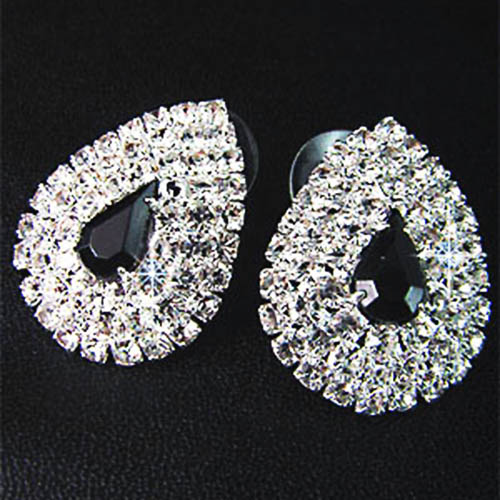 Set di gioielli eleganti con orecchini in cristallo nero con Diamante da sposa per la festa nuziale