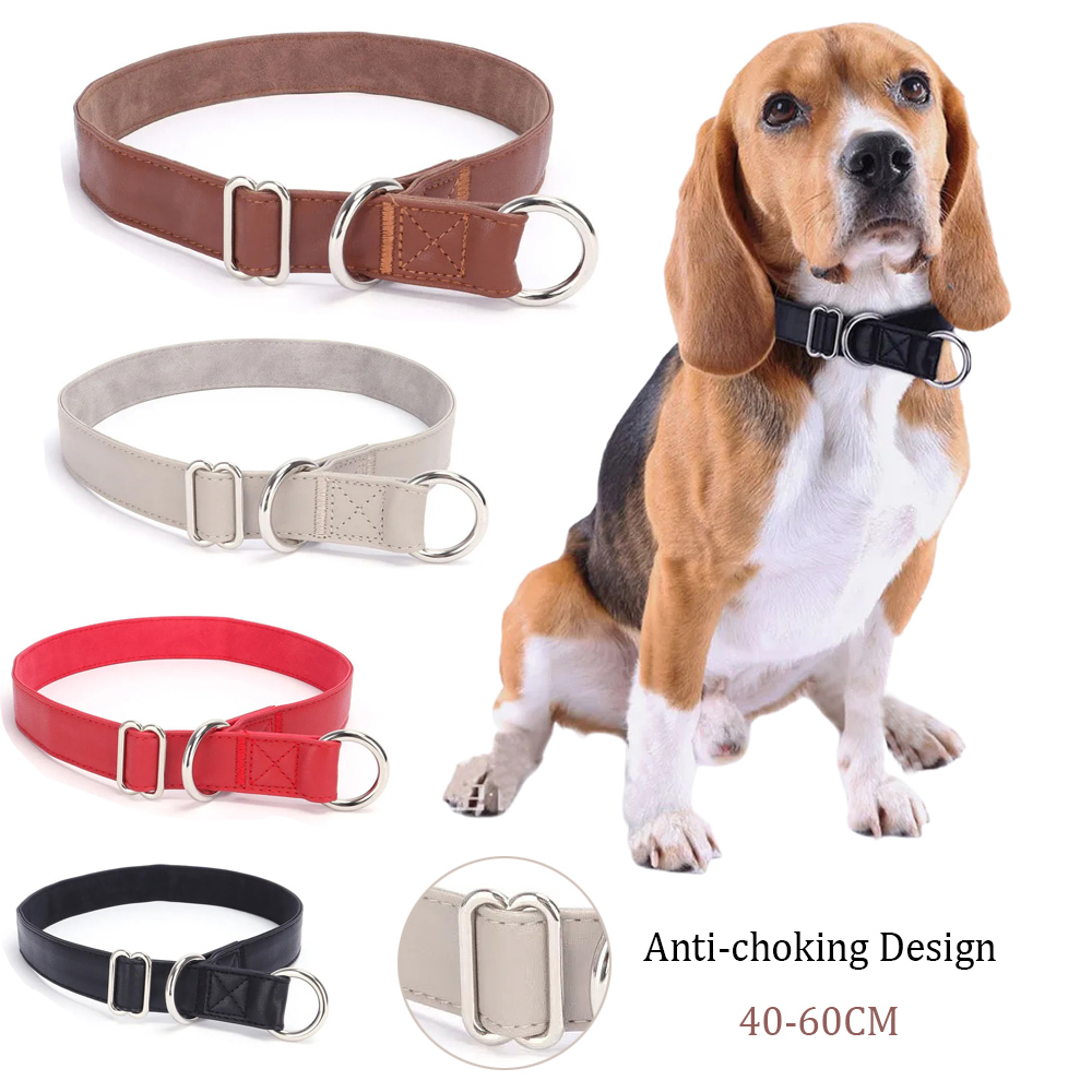 Collar antideslizante de cuero PU para perro, cadena de estrangulamiento para entrenamiento de perros, súper suave, duradero y fuerte, adecuado para caminar