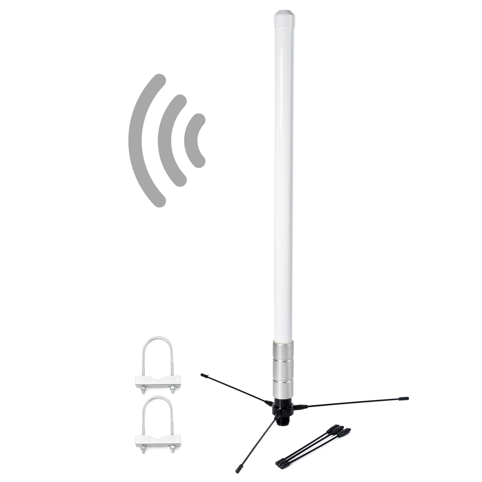 UHF 400-470mhz Fiberglass Antenna GMRS Base antenna with Ground Plane Kit for Ham Radio Repeater Mobile Transceiver