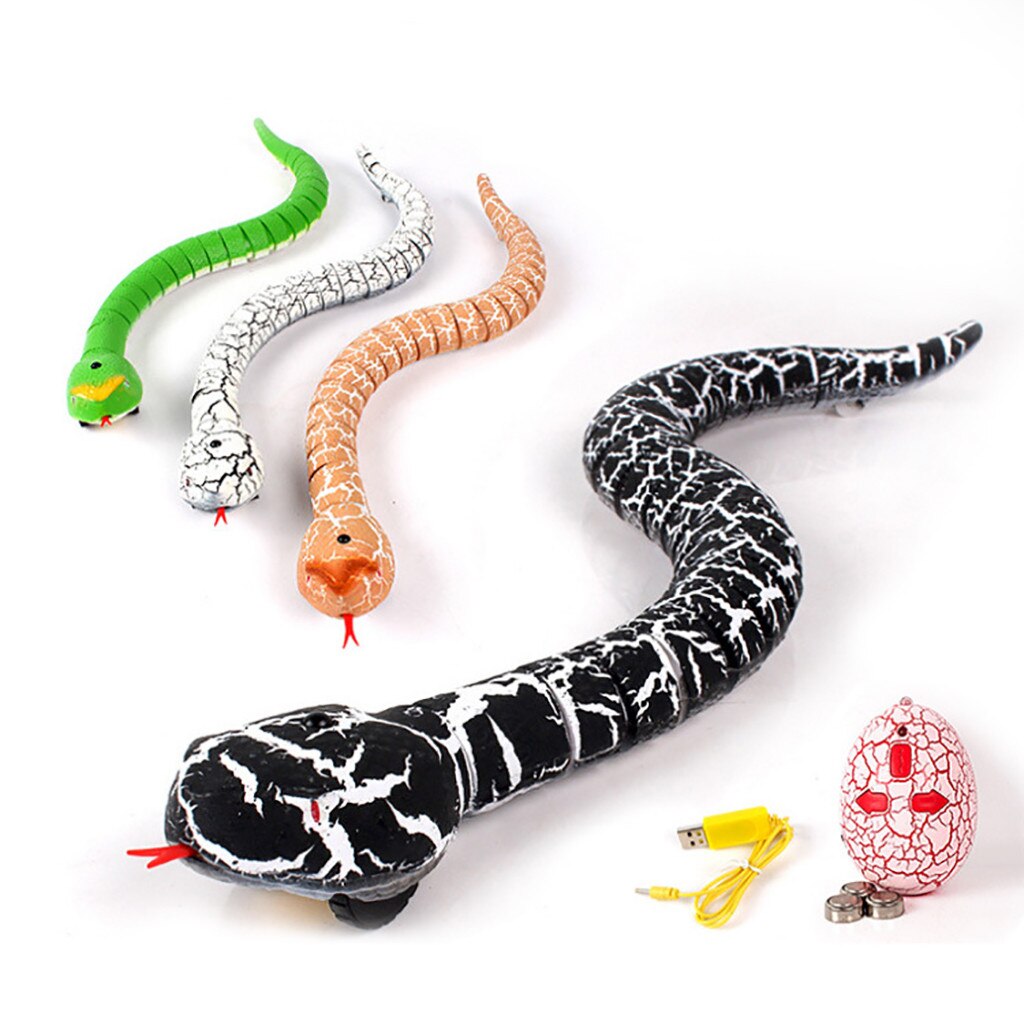 Jouet de serpent de RC de télécommande Rechargeable réaliste de 16 pouces avec le contrôleur infrarouge en forme d'oeuf, terrifiant de jouets de méfait