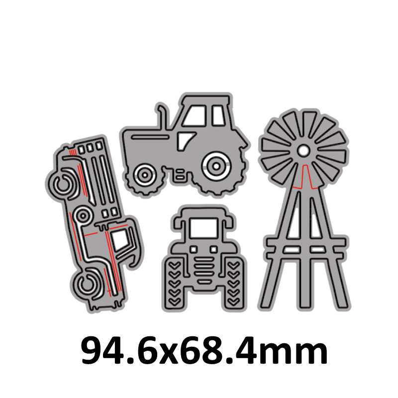 Bauernhof Fahrzeuge Traktor wählen-hoch Lastwagen Windmühle Metall Schneiden Stirbt Scrapbooking Für Karte Foto Album Machen DIY Handwerk Schablone: Ursprünglich Titel