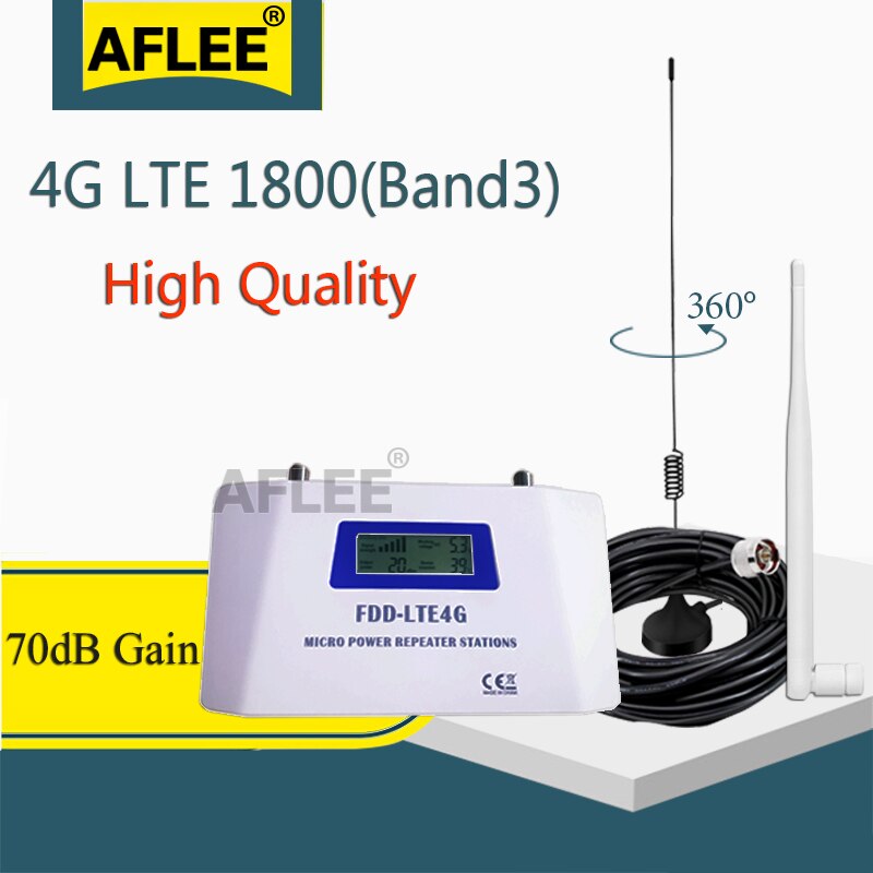 AMPLIFICADOR DE señal móvil, repetidor de 1800Mhz, GSM 1800, antena con ventosa, 70dB, FDD, LTE, 4G, 2G, 4G