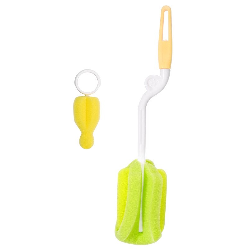 2Pcs/Lot 360 Degrees Rotating Sponge Feeding Cup Straw Cleaner Care Baby Sterilizati Baby Bottle Brush Set Cleaning Brush Tool: Yellow