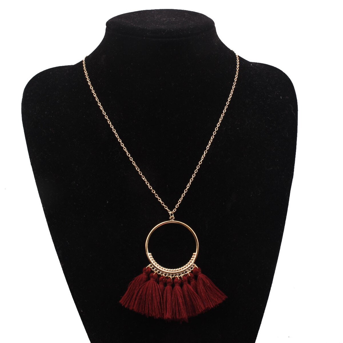 Mode Originaliteit Kwasten Hanger Ketting Vrouw Ornamenten Accessoires Lange Ketting Bohemen Gouden Ketting Vrouwelijke Accessoires: claret-red