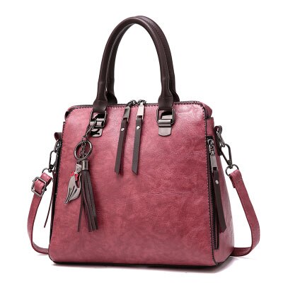 Kvinder håndtasker luksus pu læder kvinde håndtaske berømte mærke sac top-håndtag kvindelige skulder crossbody taske sammensat taske: Inki pink