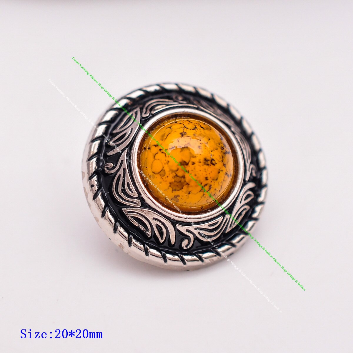 Gör-det-själv läderhantverk turkos sten vintage silvermönster snidad skruvnit nit plånbok dekorationsknappsats 20mm 10 st/lot: Gul