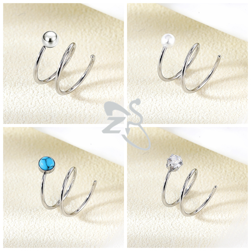 ZS 1 ST 20G Dubbele Lagen Rvs Neusring Vlinder Ster Neus Hoop Ringen Oorkraakbeen Tragus Helix piercings Sieraden
