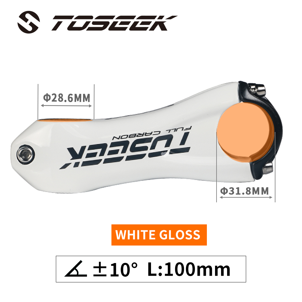 Toseek Stuurpen Stuur 31.8Mm Full Carbon Fiber Fietsen Mtb Road Fiets Stuurpen Mountain Hoek 10 Graden 80/90/100/110Mm: white - 100mm