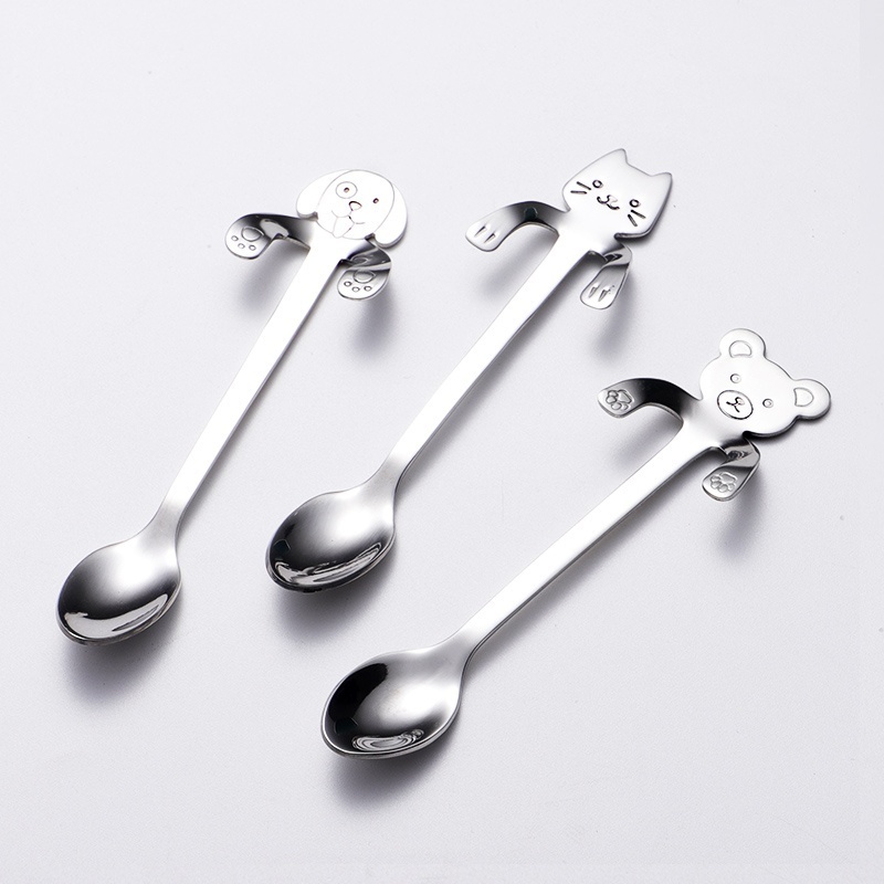 1/3/6PCS Cute Cat Spoon Long Handle Spoons Flatware Drinking Tools Kitchen Gadgets: plum
