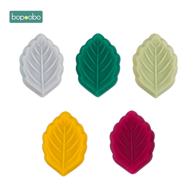 Bopoobo 5pc Silikon Perlen Blatt sehr klein Stange BPA FREI Silikon Beißringe Baby Spielzeug Silizium Perlen DIY Baby Zahnen Silikon nagetier: bunt Serie