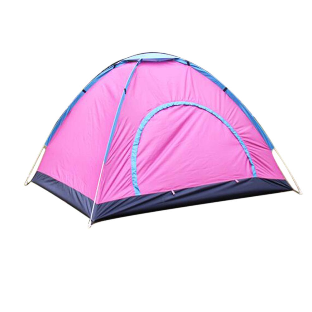 Outdoor Tent 3-4 person Waterproof Automatic Quick-opening Camping Double Layer Tent for Outdoor Travel Hiking: Rose red