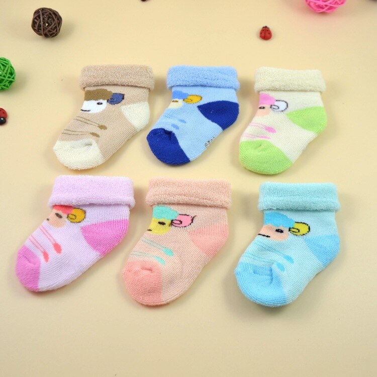 Cartoon Winter Warm Thickening Baby kid Terry Socks Animal GiraffeBear Rabbit Cat Dog Newborn Cotton Boy Girl Cute Toddler Socks: 1 Pair Random1
