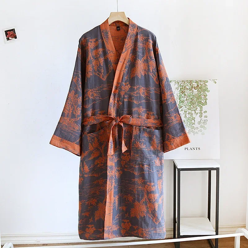 Roupão casual masculino, camisola solta, pijama para a pele, camisas masculinas, robe de quimono, pijama masculino, 2024: M / Preto